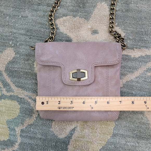 Vintage Ann Taylor Genuine Leather Crossbody‎ Real Chain Strap Taupe - Picture 9 of 9
